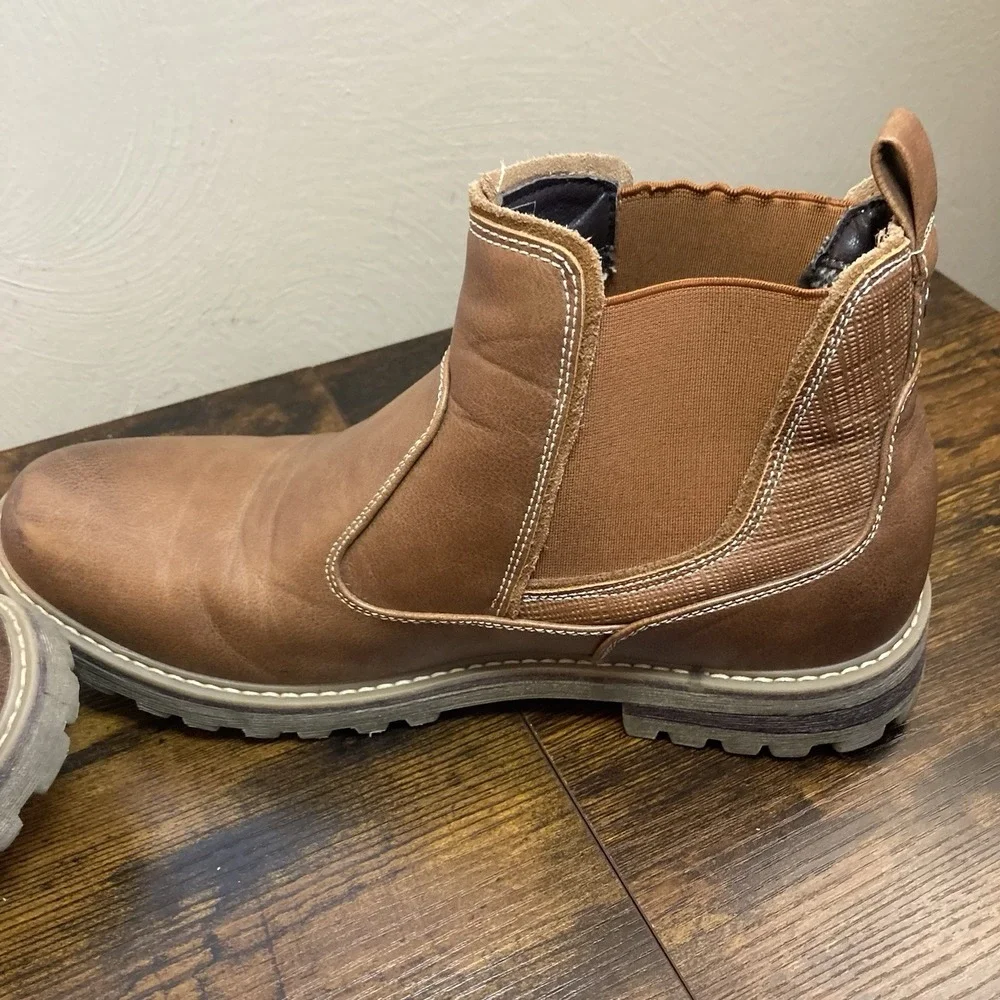 Bruno‎ Marc ENGLE-03 Men's Chelsea Boots Brown Leather Slip On Lug Sole 10